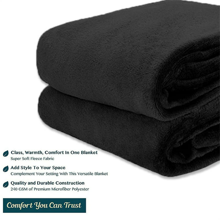 U UQUI Black Throw Blankets for Couch 50x60 - Anti-Static Fleece Blankets  Throw Size - Cozy Bed Blankets Microfiber Dual Sided Fuzzy Throw Fit Sofa