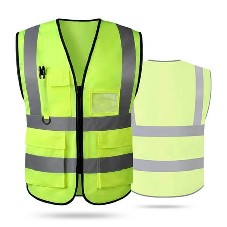 

Reflective Safety Vest For Women Men High Visibility Security With Pockets Zipper Front Meets ANSI/ISEA Standards