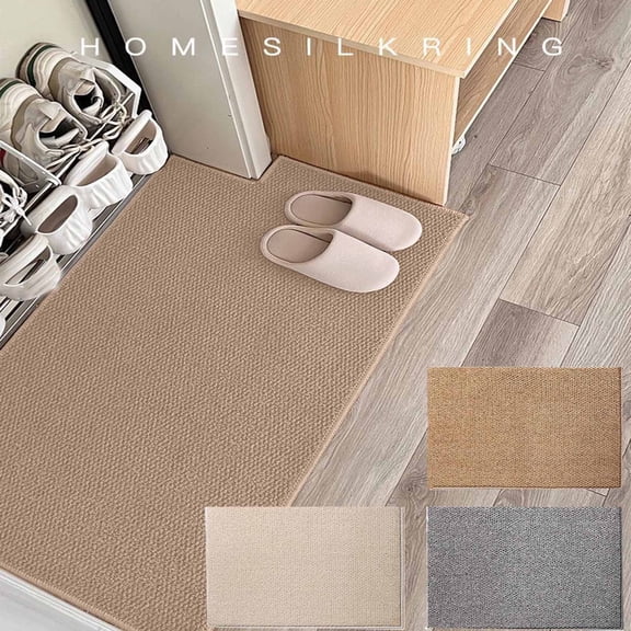 Faux Sisal Jute Look Doormat 60x40cm | Cuttable Washable Entry Rug | Non Slip TPR Backing, Absorbent Polyester, Low Pile, Gray/Brown/Beige | Indoor Carpet for Home, Living Room, Bedroom