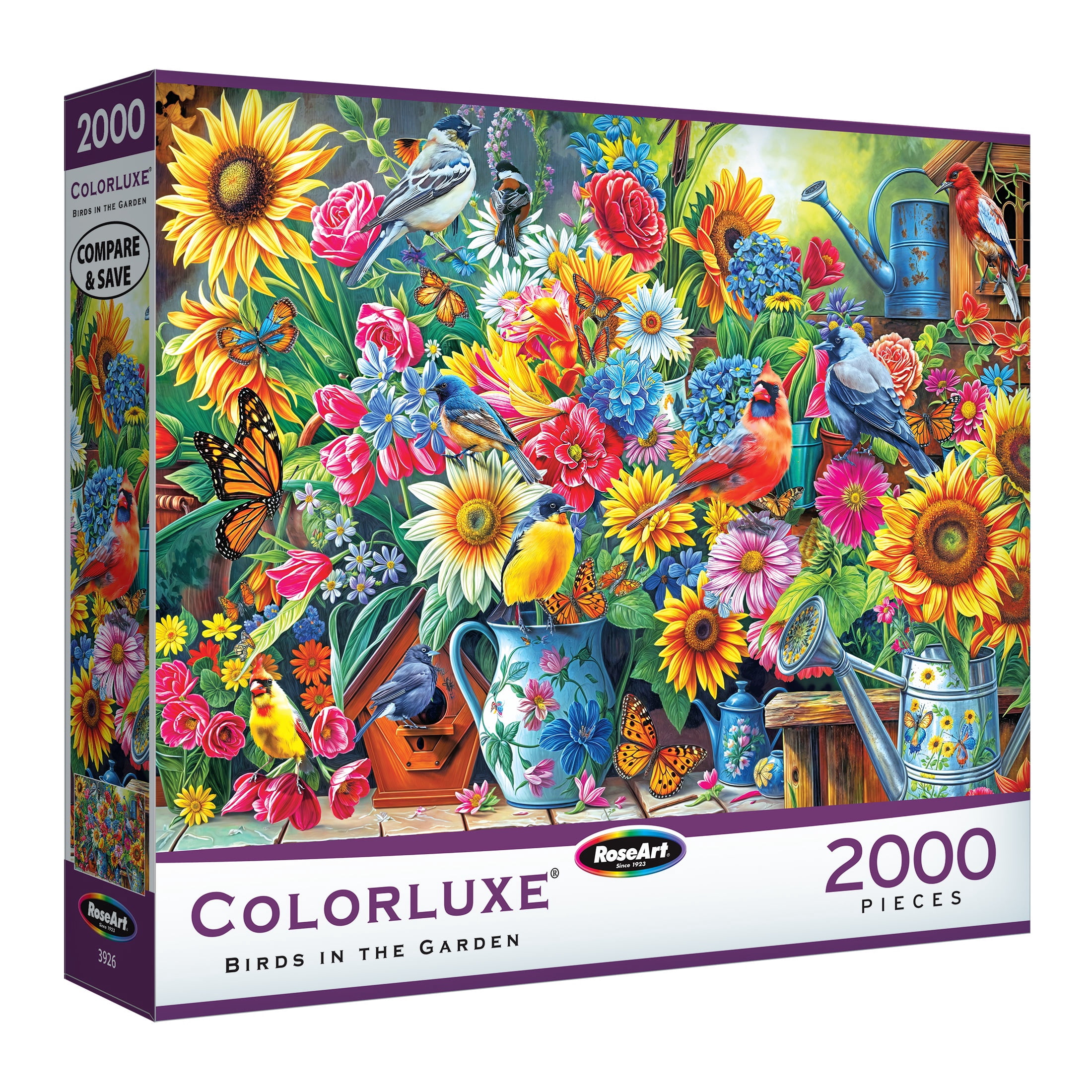 RoseArt Colorluxe 2000-Piece Birds in the Garden Adult Interlocking Jigsaw Puzzle