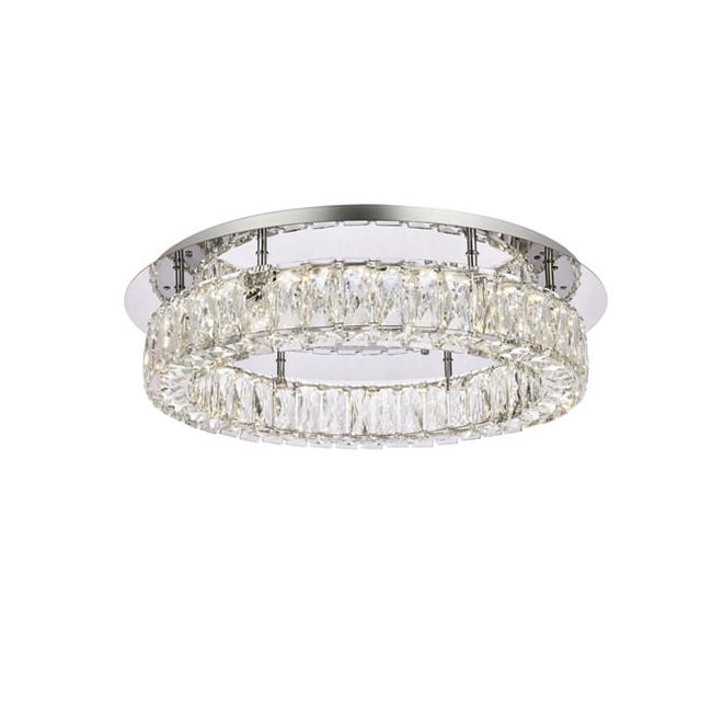 Elegant Lighting 3503F22C 22 in. Monroe LED Single Flush Mount, Chrome
