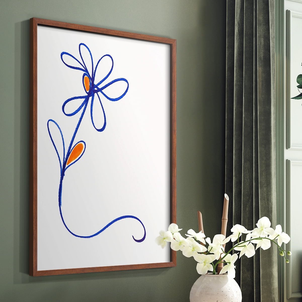 Wobbly Blooms I Framed Print - Solid Wood in Single Picture Frame Solid Wood 2 Framed Print