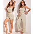 thumbnail image 3 of Ekouaer Womens 4 Piece Lounge Sets Ribbed Knit Crop Tank Top and Shorts Pants Casual Outfits, 3 of 7