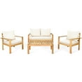 thumbnail image 3 of Costway 4PCS Patio Furniture Set Acacia Wood Thick Cushion Loveseat Sofa Off White, 3 of 9
