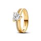 thumbnail image 2 of Anillo PANDORA de doble correa en forma de corazón chapado en oro con circonitas cúbicas, 2 of 3
