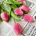 thumbnail image 4 of 10 pcs Artificial Pink Tulip Flowers Faux Tulips with Stems PU Real Touch Tulips for Easter Spring Wreath Floral Arrangement Centerpiece Wedding Bouquets Baby Shower Decoration, 4 of 5