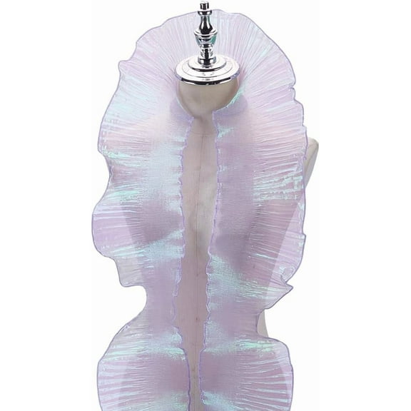 10.94 Yards Ruffle Pleated Chiffon Trim 7.87 Inch(200mm) Organza Sheer Ruffled Lace Trim Lilac Tulle Chiffon Trim for Dress Crafts Sewing