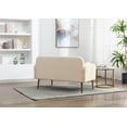 thumbnail image 3 of 55'' Modern Velvet Couch, Button Tufted Sofa with 2 Decor Pillows and with Metal Legs, Upholstered Loveseat Sofa for Living Room and Bedroom, Beige, 3 of 7