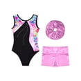 thumbnail image 3 of Sxiwei Kids Girls 3Pcs Sleeveless Gymnastics Ballet Leotard with Shorts Headband Set Dance Workout Pink 8, 3 of 5
