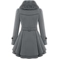 thumbnail image 4 of Abrigos de invierno para mujer con forro de sherpa, gabardina cruzada, abrigo largo de cuello alto con bolsillos, abrigo de invierno con cinturón, 4 of 5
