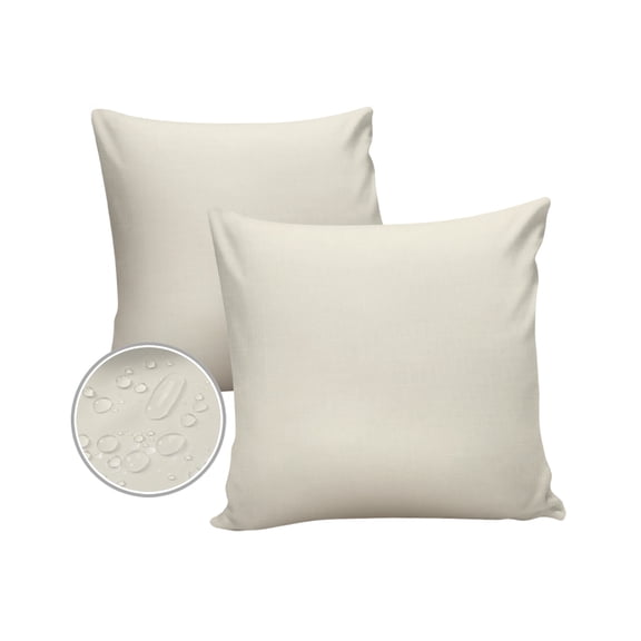 Pack of 2 Outdoor Pillow Covers, Solid Color Beige Waterproof Square Throw Pillowcase Cushion Decorative Pillow Covers for Couch Patio Tent, 20x20 in