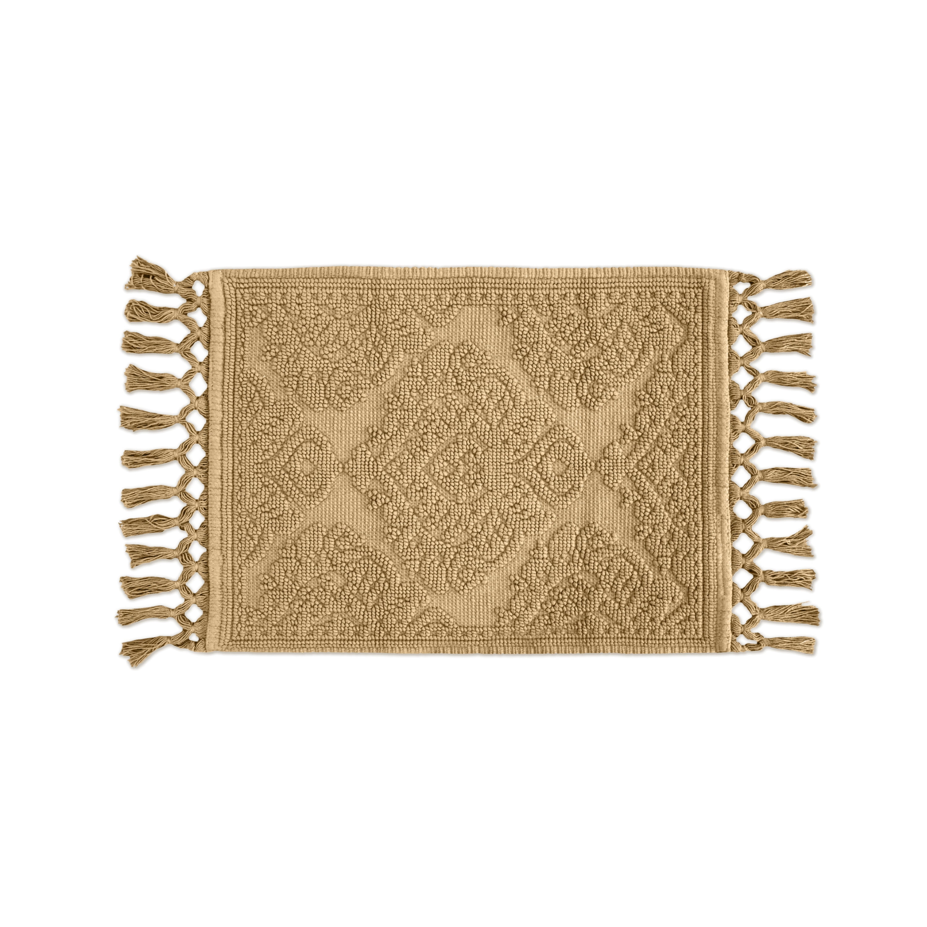 Jean Pierre Ricardo Cotton Fringe 17 x 31 in. Bath Rug, Linen