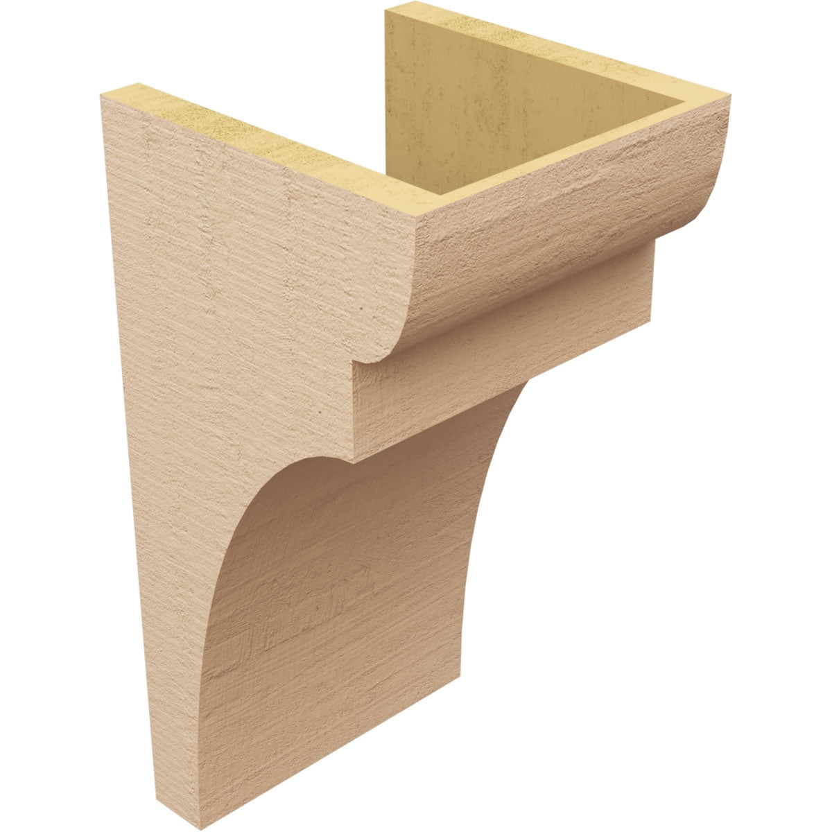 9"W x 9"D x 18"H Wide Yorktown Rough Cedar Woodgrain TimberThane Corbel, Primed Tan