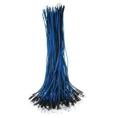 100pcs 5mm LED Diode Lights, Blue Light DC 12V Pre-Wired Small Emitting LED Light High Brightness