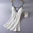 thumbnail image 2 of Loose Pajamas for Women Women's Lace Trim Nightgown Spaghetti Strap V-Neck Bowknot Slip Sleep Dress Summer Lightweight Nightdress with Built in Bras White M, 2 of 6