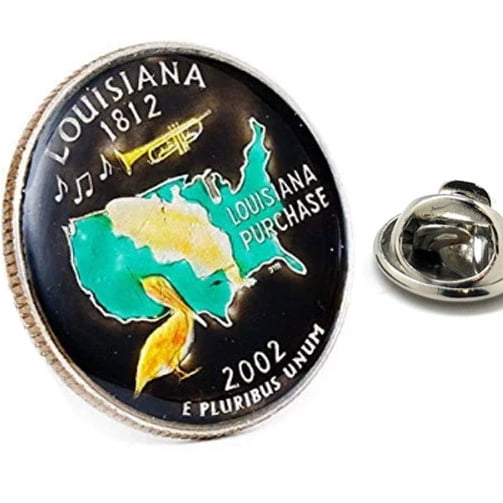 Vintage Louisiana USA State Flag Lapel Travel Pin Gold Tone Enamel Collectible 