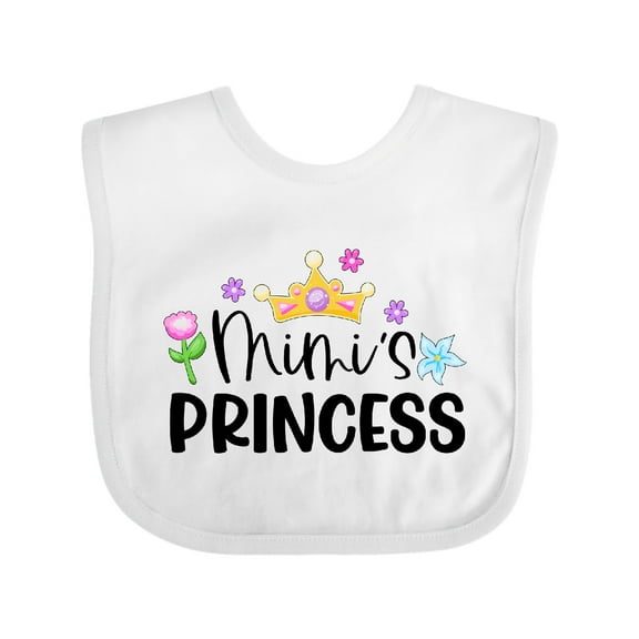 Inktastic Mimi's Princess Crown and Flowers Girls Baby Bib