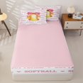 thumbnail image 4 of Manfei Pink Coquette Bowknot Zipper Full Size Comforter Sets with Fitted Sheet and 2 Pillowcases,Softball Ball Games Zipper Bedding Set,Pink Reversible,4 Pieces, 4 of 7