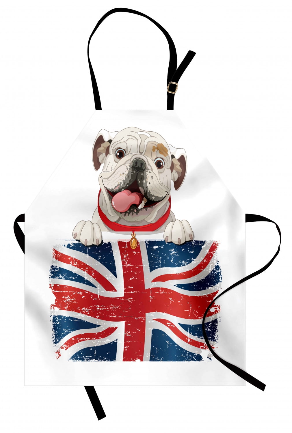 English Bulldog Apron Happy Pet Bulldog Holding a Union Jack Flag of