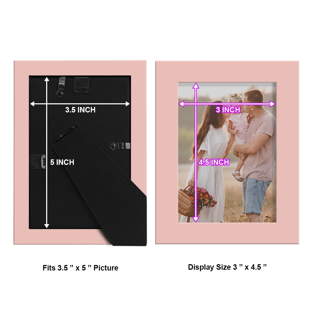 Wexford Home Modern 3.5" x 5" Pink Picture Frame (Set of 6)