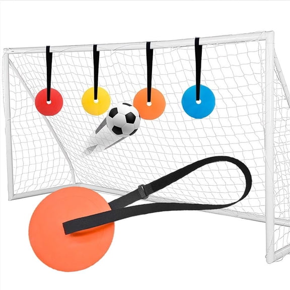 Soccer Training Target Disks (4-Pack), Adjustable Precision Shooting and Passing Aim for Goals, Portable Adjustable 10-15" Straps for Practice Drills and Skill Development