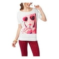 thumbnail image 2 of Aeropostale Womens Confetti Kiss Fashion Pullover Blouse, White, Juniors, Medium, 2 of 2