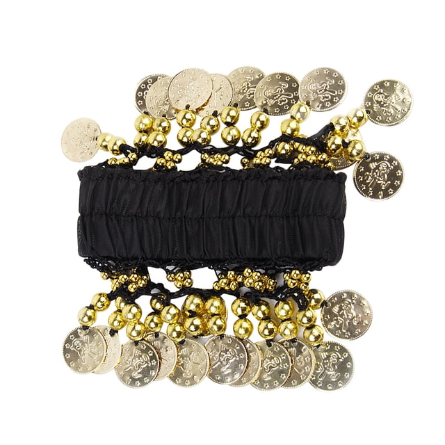 Pulsera de Muñeca Sunnimix Con Brazalete de Tobillo Y Brazo de Danza del Vientre 24 Monedas de Oro Negro