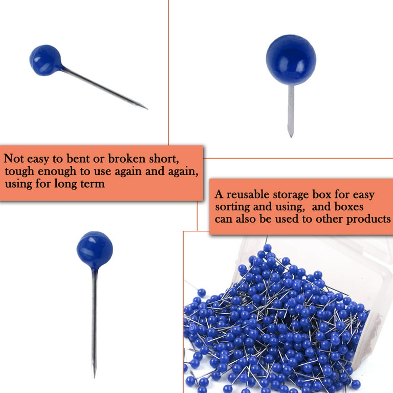 Uxcell 500pcs 1/8 Push Pins Round Head Thumb Tacks for Home Office Cork  Boards Map Note Picture Hanging Blue 