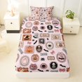 thumbnail image 3 of Castle Fairy Cute Halloween Stamp Twin Sheets 3pcs,Ghost Pumpkin Bat Doodle Motif Bedding,Blush Cream Black,1 Fitted Sheet,1 Flat Sheet and 1 Pillowcase, 3 of 6