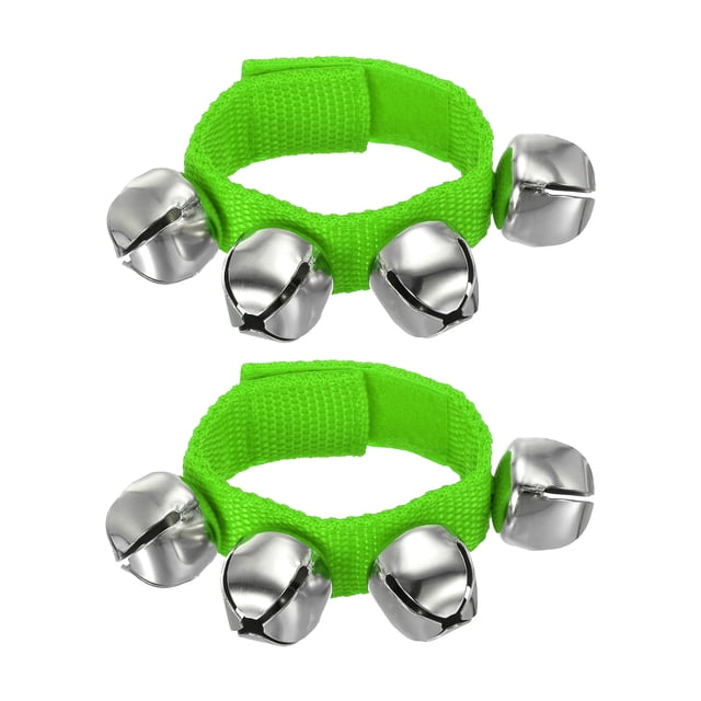 Unique Bargains 2 Pcs Clochettes de Poignet, Clochettes à Grelots Clochettes de Cheville Instruments de Percussion Rythme Musical pour Fête Noël, Vert Clair