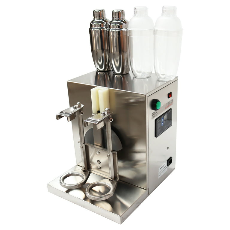 INTBUYING Double Station Milk Shaking Machine Milk Tea Shaker with 2pcs  750ml Mugs 