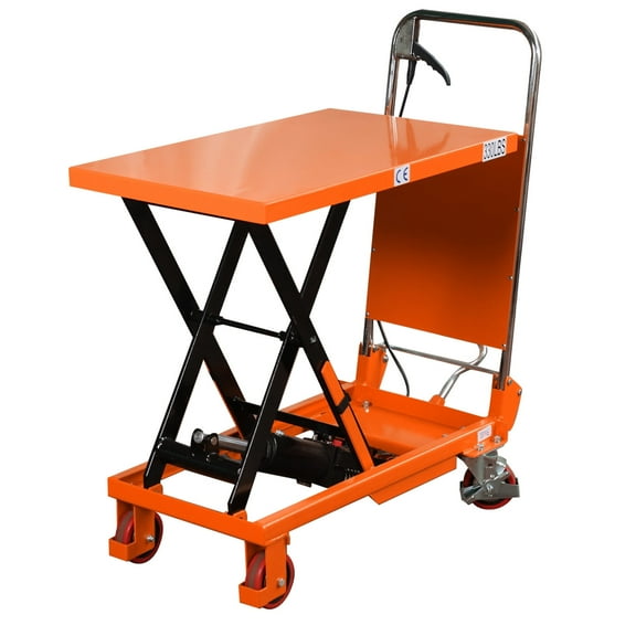 Hydraulic Lift Table Cart 330lbs Manual Single Scissor Lift Platform Cart 29.1"