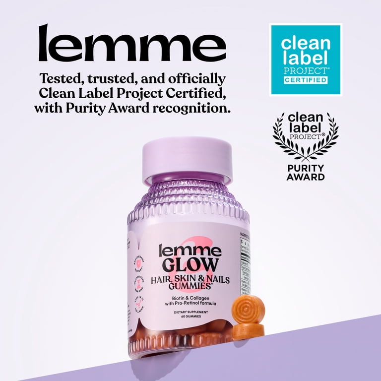 Lemme, Hair Skin Nails Gummies, 60 Count, Peach Flavor - Walmart.com