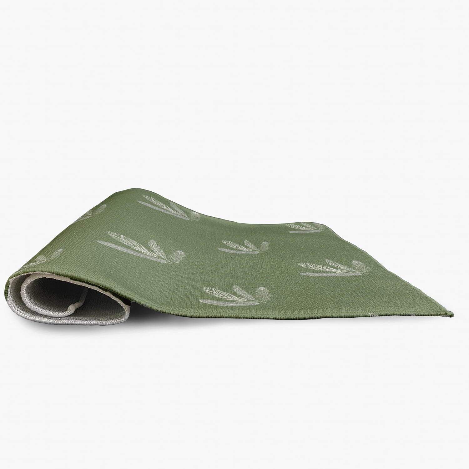 Simply Daisy 3' x 5' Muted Green Feather Pattern Spring Chenille Indoor/Outdoor Rug