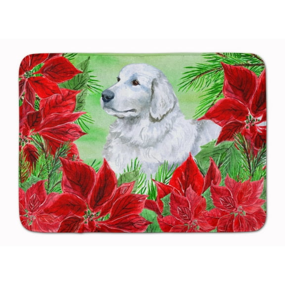 Maremma Sheepdog Poinsettas Machine Washable Memory Foam Mat