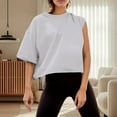 thumbnail image 2 of QHFBli Womens Basic Crop Top Drop Shoulder T Shirt Half Sleeve Cropped Tee Crewneck Short Sleeve Casual Summer Solid Crop Tops, 2 of 5