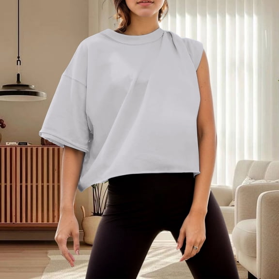 Graphic Tees for Women T-Shirts Women's Short Sleeve Yoga Casual Loose Sports T Shirt Gray M