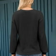 thumbnail image 5 of NMMUED Waffle Knit Tops for Women, Womens Tops Casual, Long Sleeve Shirts for Women, Plain T Shirts for Women, Fall Clothes for Women, Black L, 5 of 8