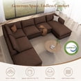 thumbnail image 4 of Neche 141.7" Oversized Boneless Sectional Couch, Modern 7 Seater Modular Sofa with Chaise & Ottoman, Deep Seat Corduroy Cloud Couches for Living Room, No Assembly Required, Dark Brown, 4 of 7