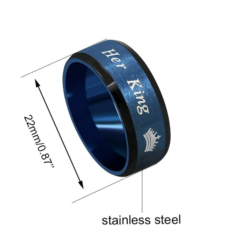 Black Her King Ring Stainless Steel Wedding Band Rings Couples Birthday Valentines Gifts for Boyfriend and Girlfriend (Black King Size 12), Men's
