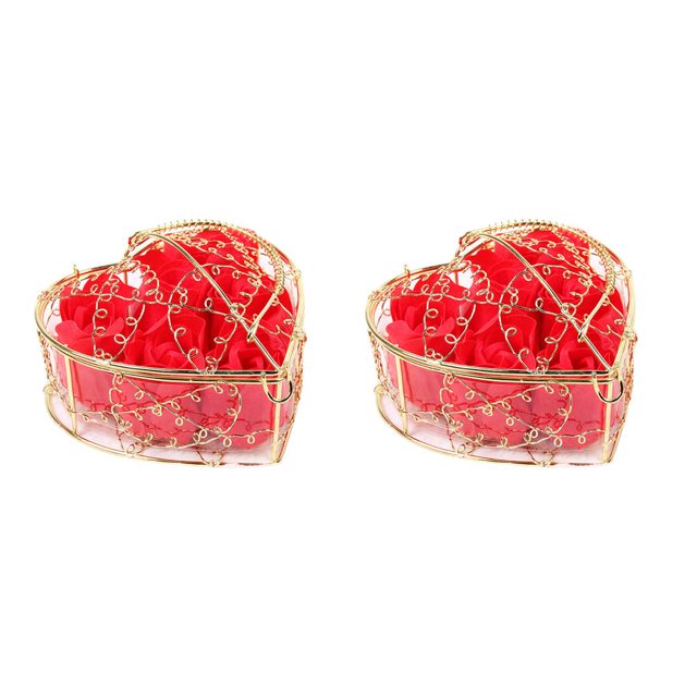Yuarrent Caja de regalo de flores de jabón rosa, cesta de hierro chapada en oro, 6 rosas artificiales, regalo de boda creativo para el Día de San Type8 NO8 Yuarrent CBP086351