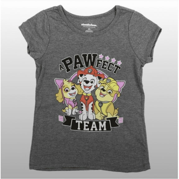 Paw Patrol Girls Toddler T-Shirt Charcoal Gray With Pink 2T Two Available Nickelodeon