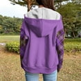 thumbnail image 3 of Erwazi Oversized Hoodies for Women Zip Up Patchwork Hooded Sweatshirt Casual Trendy Fall Jacket with Pockets, 3 of 5
