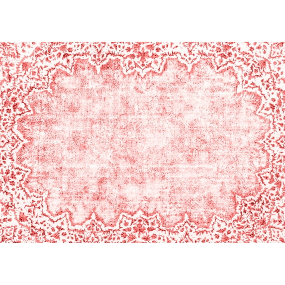 Ahgly Company Machine Washable Indoor Rectangle Abstract Red Modern Area Rugs, 6' x 9'