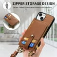 thumbnail image 5 of ELEHOLD Wallet Crossbody for iPhone 15 Pro Case,Independent Card Holder PU Leather Case with Detachable Crossbody Strap Zipper Purse Shockproof Cover for Women Girls for iPhone 15 Pro,Brown, 5 of 7