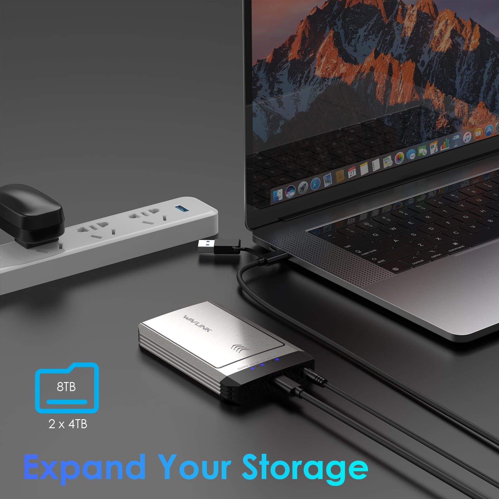WAVLINK Hard Drives Enclosure, Compatible with NVMe, M.2 Duplicator Dual-Bay Offline Clone, 10Gbps USB-C(USB3.2 Gen 2x1), Supports NVMe and AHCI, up to 8TB
