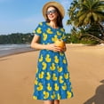 thumbnail image 4 of Easygdp Rubber Duck para Vestido Transpirable de Mujer, Vestido Suelto de Manga Corta con Pliegues y Bolsillos para el Verano, 4 of 6
