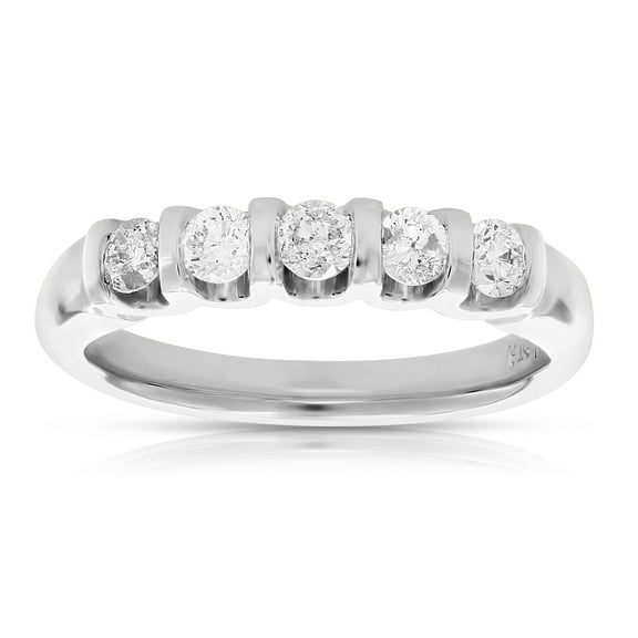 Vir Jewels 1 CTTW Diamond 5 Stone Ring 14K White Gold Size 7 Female Adult