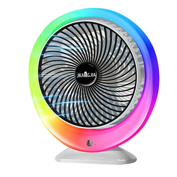 yeacher RGB LED Desk Fan with USB-C Fast Charging, 3 Speed Settings, 1200mAh Battery, Wide-Angle Airflow, Touch Control for Speed & Light, ABS Material, Black/Silver/Gold Options