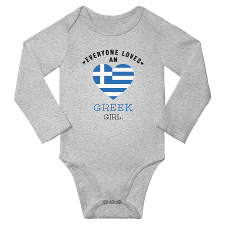 

Everyone Loves An Greek Girl Baby Long Slevve Bodysuits (Gray 12-18 Months)